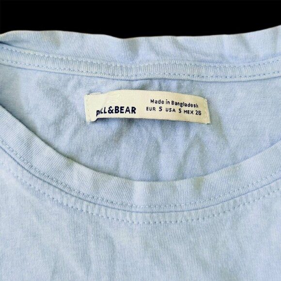 Pull & Bear Pastel Blue Palmistry Graphic Tee – “Fate in Your Palm”, Size S - Picture 3 of 4